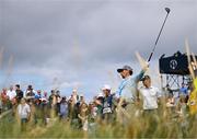 18 July 2025; Joaquin Niemann of Chile watches his tee shot on the ninth hole during day two of The 153rd Open Championship at Royal Portrush Golf Club in Portrush, Antrim. Photo by Ramsey Cardy/Sportsfile