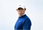 18 July 2025; Rory McIlroy of Northern Ireland reacts on the ninth green during day two of The 153rd Open Championship at Royal Portrush Golf Club in Portrush, Antrim. Photo by David Fitzgerald/Sportsfile