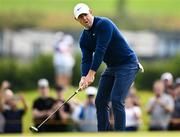18 July 2025; Rory McIlroy of Northern Ireland reacts to a missed putt on the 12th green during day two of The 153rd Open Championship at Royal Portrush Golf Club in Portrush, Antrim. Photo by David Fitzgerald/Sportsfile