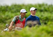 18 July 2025; Rory McIlroy of Northern Ireland with his caddie Harry Diamond during day two of The 153rd Open Championship at Royal Portrush Golf Club in Portrush, Antrim. Photo by David Fitzgerald/Sportsfile