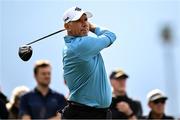 18 July 2025; Lee Westwood of England watches his tee shot on the 14th hole during day two of The 153rd Open Championship at Royal Portrush Golf Club in Portrush, Antrim. Photo by David Fitzgerald/Sportsfile