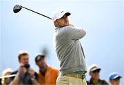 18 July 2025; Chris Gotterup of USA watches his tee shot on the 16th hole during day two of The 153rd Open Championship at Royal Portrush Golf Club in Portrush, Antrim. Photo by David Fitzgerald/Sportsfile