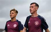 18 July 2025; Killester Donnycarney players James Wall, left, and Daniel Bergin before the Sports Direct Men’s FAI Cup second round match between Killester Donnycarney and Bohemians at Dalymount Park in Dublin. Photo by Seb Daly/Sportsfile