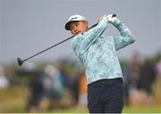 18 July 2025; Collin Morikawa of USA plays a shot from the 12th fairway during day two of The 153rd Open Championship at Royal Portrush Golf Club in Portrush, Antrim. Photo by Ramsey Cardy/Sportsfile