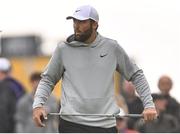 18 July 2025; Scottie Scheffler of USA reacts to missed putt on the 12th green during day two of The 153rd Open Championship at Royal Portrush Golf Club in Portrush, Antrim. Photo by Ramsey Cardy/Sportsfile