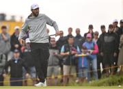 18 July 2025; Scottie Scheffler of USA reacts to missed putt on the 12th green during day two of The 153rd Open Championship at Royal Portrush Golf Club in Portrush, Antrim. Photo by Ramsey Cardy/Sportsfile