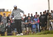 18 July 2025; Scottie Scheffler of USA reacts to missed putt on the 12th green during day two of The 153rd Open Championship at Royal Portrush Golf Club in Portrush, Antrim. Photo by Ramsey Cardy/Sportsfile