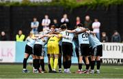 18 July 2025; Dundalk players huddle before the Sports Direct Men’s FAI Cup second round match between Dundalk and Sligo Rovers at Oriel Park in Dundalk, Louth. Photo by Ben McShane/Sportsfile