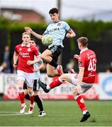18 July 2025; Shane Tracey of Dundalk in action against Conor Reynolds of Sligo Rovers during the Sports Direct Men’s FAI Cup second round match between Dundalk and Sligo Rovers at Oriel Park in Dundalk, Louth. Photo by Ben McShane/Sportsfile