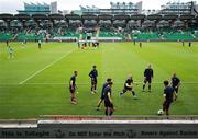 18 July 2025; Wexford players warm up before the Sports Direct Men’s FAI Cup second round match between Shamrock Rovers and Wexford at Tallaght Stadium in Dublin. Photo by Thomas Flinkow/Sportsfile