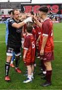 18 July 2025; Bohemians goalkeeper James Talbot and Danny Jeal of Killester Donnycarney before the Sports Direct Men’s FAI Cup second round match between Killester Donnycarney and Bohemians at Dalymount Park in Dublin. Photo by Seb Daly/Sportsfile