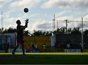 18 July 2025; Edward McCarthy of Galway United gathers the ball to take a throw-in during the Sports Direct Men’s FAI Cup second round match between Galway United and Tolka Rovers at Eamonn Deacy Park in Galway. Photo by Piaras Ó Mídheach/Sportsfile