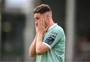 18 July 2025; Gavin Whyte of Derry City reacts during the Sports Direct Men’s FAI Cup second round match between Treaty United and Derry City at Markets Field in Limerick. Photo by Stephen McCarthy/Sportsfile