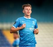 18 July 2025; Conan Noonan of Waterford celebrates after scoring his side's second goal during the Sports Direct Men’s FAI Cup second round match between Waterford and St Mochta’s at the Regional Sports Centre in Waterford. Photo by Michael P Ryan/Sportsfile