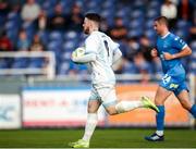 18 July 2025; Dean Casey of St Mochta's collects the ball after scoring his sides first goal, a penalty, during the Sports Direct Men’s FAI Cup second round match between Waterford and St Mochta’s at the Regional Sports Centre in Waterford. Photo by Michael P Ryan/Sportsfile