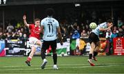 18 July 2025; James McManus of Sligo Rovers scores his side's first goal during the Sports Direct Men’s FAI Cup second round match between Dundalk and Sligo Rovers at Oriel Park in Dundalk, Louth. Photo by Ben McShane/Sportsfile