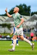 18 July 2025; Liam Boyce of Derry City celebrates after scoring his side's third goal during the Sports Direct Men’s FAI Cup second round match between Treaty United and Derry City at Markets Field in Limerick. Photo by Stephen McCarthy/Sportsfile