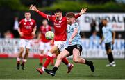 18 July 2025; Aodh Dervin of Dundalk in action against Owen Elding of Sligo Rovers during the Sports Direct Men’s FAI Cup second round match between Dundalk and Sligo Rovers at Oriel Park in Dundalk, Louth. Photo by Ben McShane/Sportsfile