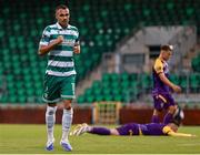 18 July 2025; Graham Burke of Shamrock Rovers celebrates after scoring his side's second goal during the Sports Direct Men’s FAI Cup second round match between Shamrock Rovers and Wexford at Tallaght Stadium in Dublin. Photo by Thomas Flinkow/Sportsfile