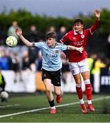 18 July 2025; Vincent Leonard of Dundalk in action against Owen Elding of Sligo Rovers during the Sports Direct Men’s FAI Cup second round match between Dundalk and Sligo Rovers at Oriel Park in Dundalk, Louth. Photo by Ben McShane/Sportsfile