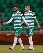 18 July 2025; Danny Mandroiu of Shamrock Rovers celebrates after scoring his side's fourth goal during the Sports Direct Men’s FAI Cup second round match between Shamrock Rovers and Wexford at Tallaght Stadium in Dublin. Photo by Thomas Flinkow/Sportsfile