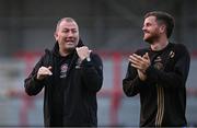 18 July 2025; Bohemians manager Alan Reynolds, left, and Adam McDonnell after the Sports Direct Men’s FAI Cup second round match between Killester Donnycarney and Bohemians at Dalymount Park in Dublin. Photo by Seb Daly/Sportsfile