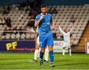 18 July 2025; Padraig Amond of Waterford celebrates after scoring his side's fifth goal during the Sports Direct Men’s FAI Cup second round match between Waterford and St Mochta’s at the Regional Sports Centre in Waterford. Photo by Michael P Ryan/Sportsfile