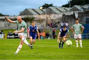 18 July 2025; Liam Boyce of Derry City scores his third, and his side's fourth, goal, from a penalty, during the Sports Direct Men’s FAI Cup second round match between Treaty United and Derry City at Markets Field in Limerick. Photo by Stephen McCarthy/Sportsfile