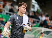 18 July 2025; Shamrock Rovers goalkeeper Ed McGinty enters the pitch before the Sports Direct Men’s FAI Cup second round match between Shamrock Rovers and Wexford at Tallaght Stadium in Dublin. Photo by Thomas Flinkow/Sportsfile