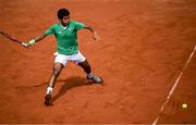 17 July 2025; Ammar Elamin, from Mullingar in Westmeath, representing Technological University Dublin and Ireland, competes in the men's singles round of 64 match against Carlos Andrés García Campoverde of Ecuador during day one of the FISU World University Games 2025 at ETUF Tennisanlage in Essen, Germany. Photo by Shauna Clinton/Sportsfile