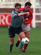 6 September 1998; Aidan Lynch of UCD in action against Graham Doyle of Shelbourne during the Harp Lager National League Premier Division match between UCD and Shelbourne at Belfield Park in Dublin. Photo by Matt Browne/Sportsfile.