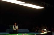 20 December 1998; Alan McManus attempts a pot watched by Mark Williams during the 1998 Irish Snooker Open Final at the National Basketball Arena in Tallaght, Dublin. Photo by Brendan Moran/Sportsfile.