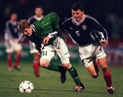 18 November 1998; Damien Duff of Republic of Ireland in action against Miroslav Duki? of Yugoslavia during the UEFA Euro 2000 Group 8 Qualifier between Yugoslavia and Republic of Ireland at the Red Star Stadium, in Belgrade, Yugoslavia. Photo by David Maher/Sportsfile