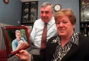 23 April 1998; Richard Dunne's parents Dick and Phyllis pose for a photograph after Richard Dunne received his first cap for the Republic of Ireland in Tallaght, Dublin. Photo by David Maher/Sportsfile.