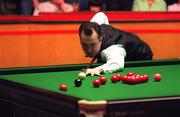 24 March 1998; Fergal O'Brien lines up the black ball during his Round 1 match against Peter Ebdon of England on Day 1 of the Benson and Hedges Irish Masters Snooker at Goffs in Kill, Kildare. Photo by Matt Browne/Sportsfile