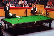 26 March 1998; Fergal O'Brien plays a shot during the Benson and Hedges Irish Masters Snooker Quarter-Final between Ken Doherty and Fergal O'Brien at Goffs in Kill, Kildare. Photo by Brendan Moran/Sportsfile