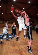 14 November 1998; Jerome Westbrooks of Dublin Bay Vikings in action against Tony McDonagh of Killester during the ESB Superleague Basketball match between Dublin Bay Vikings and Killester at the National Basketball Arena in Tallaght, Dublin. Photo By Brendan Moran/Sportsfile.