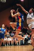 24 January 1998; Jillian Hayes of Snowcream Waterford Wildcats goes for a lay up despite the attentions of Angie McNally of Meteors during the Sprite Women's Senior National Cup Semi-Final between Snowcream Waterford Wildcats and Meteors at the National Basketball Arena in Tallaght, Dublin. Photo by Brendan Moran/Sportsfile
