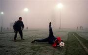 10 January 1998; Cork City goalkeepers Phil Harrington, left, and Noel Mooney warm-up ahead of the Harp Lager League Cup First Round match between Monaghan United and Cork City at Gortakeegan in Monaghan. Photo by Ray McManus/Sportsfile.