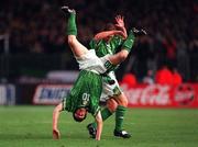 14 October 1998; Robbie Keane of Republic of Ireland celebrates after scoring his side's second goal during the UEFA Euro 2000 Group 8 Qualifier between Republic of Ireland and Malta at Lansdowne Road in Dublin. Photo by David Maher/Sportsfile.