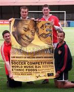 15 September 1998; St Patrick's Athletic Players Eddie Kehoe, Colin Hawkins, Jeff Clarke and Glen Southgate show their support for Sport Against Racism in Ireland, which takes place on 20th September at the Sports Festival in Dublin. Photo by David Maher/Sportsfile.