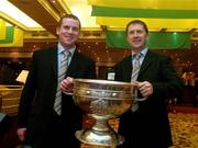 27 September 2004; Kerry captain Dara O'CinnŽide, left, and manager Jack O'Connor with the Sam Maguire cup. Burlington Hotel, Dublin. Picture credit; Damien Eagers / SPORTSFILE