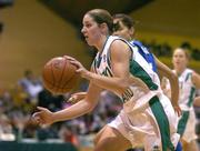 25 September 2004; Susan Moran, Ireland, in action against Claire Margue, Luxembourg. Women's European Basketball Championship, Qualifying round, Ireland v Luxembourg, National Basketball Arena, Tallaght, Dublin. Picture credit; Brendan Moran / SPORTSFILE
