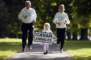 28 September 2004; Ireland's top female marathoner Catherina McKiernan, daughter Deirbhile and race director Aiden Watters, at the launch of the Annalee AC 10K road race sponsored by the Cavan Crystal Hotel on Sunday, October 10th which will race funds for a Renal Dialysis Unit for Cavan Hospital. Picture credit; Brendan Moran / SPORTSFILE