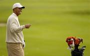 28 September 2004; Tiger Woods in jovial mood during the first day of practice ahead of the American Express World Golf Championship 2004, Mount Juliet Golf Club, Thomastown, Co. Kilkenny. Picture credit; Matt Browne / SPORTSFILE