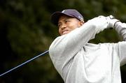 29 September 2004; Tiger Woods watches his drive from the 4th tee box during the second day of practice ahead of the American Express World Golf Championship 2004, Mount Juliet Golf Club, Thomastown, Co. Kilkenny. Picture credit; Matt Browne / SPORTSFILE