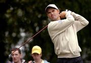 29 September 2004; Padraig Harrington watches his drive from the 7th tee box during the second day of practice ahead of the American Express World Golf Championship 2004, Mount Juliet Golf Club, Thomastown, Co. Kilkenny. Picture credit; Matt Browne / SPORTSFILE
