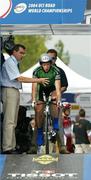 29 September 2004; David O'Loughlin, Ireland, about to start the Elite Men's Individual Time Trial. World Road Cycling Championship, Bardolino, Verona, Italy. Picture credit; Gerry McManus / SPORTSFILE