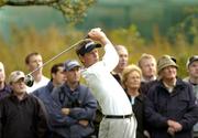 30 September 2004; Luke Donald watches his drive from the 9th tee box during round one of the American Express World Golf Championship 2004, Mount Juliet Golf Club, Thomastown, Co. Kilkenny. Picture credit; Matt Browne / SPORTSFILE