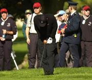30 September 2004; Tiger Woods pictured in pain after hitting his second shot from the rough off the second  fairway during round one of the American Express World Golf Championship 2004, Mount Juliet Golf Club, Thomastown, Co. Kilkenny. Picture credit; Matt Browne / SPORTSFILE
